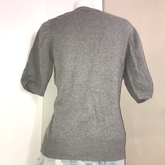 Reitmans Stone Grey V-Neck Stretchy Nylon Sweater - Picture 5 of 7